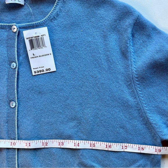 French Blue 100% Cashmere NWT Cardigan Sweater Size Large by TSE - Picture 9 of 12